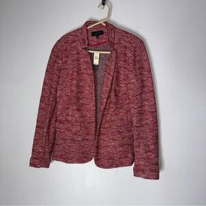 NWT Talbots‎ Jacket Womens 8 Red White Soft Tweed Blazer Long Sleeve Knit